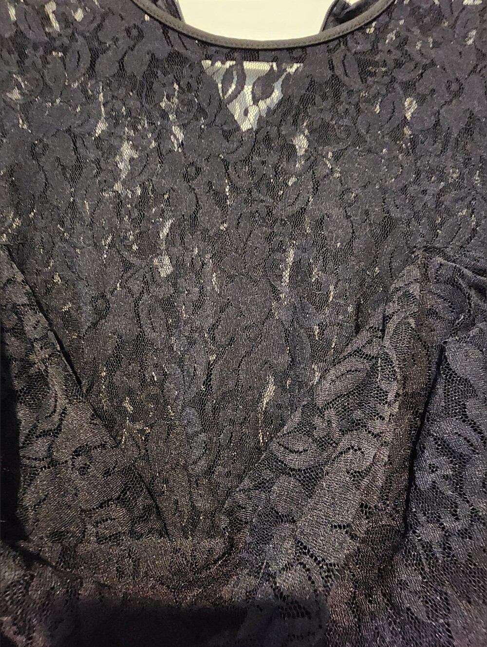 Black Sheer Lace Long Sleeve Evening Dress Size L - Picture 3 of 4